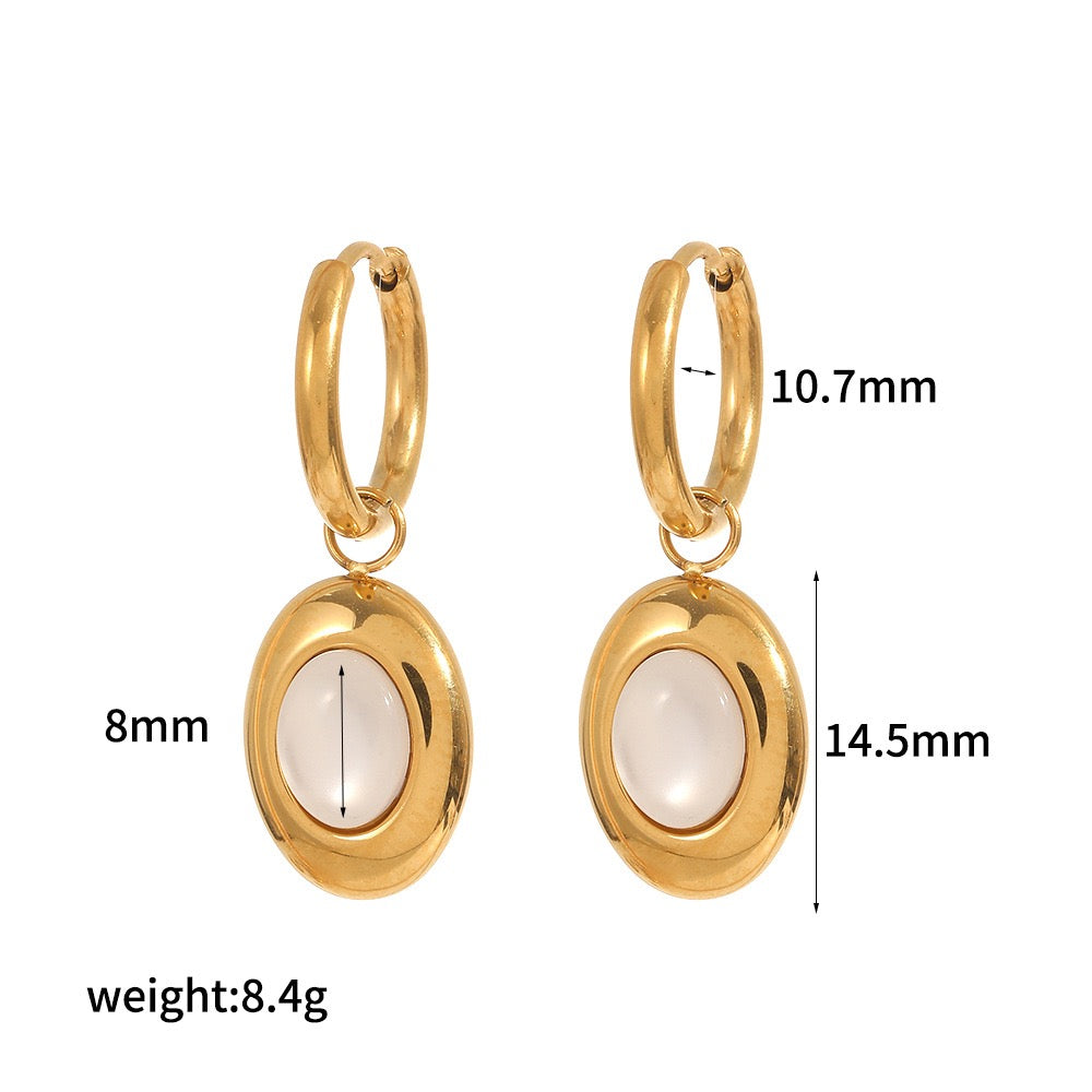 White gem hoop earrings