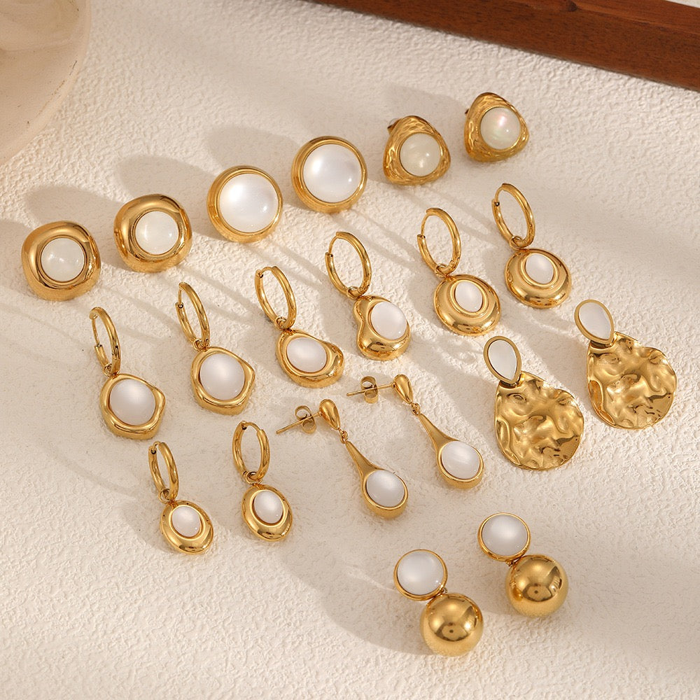 White gem hoop earrings