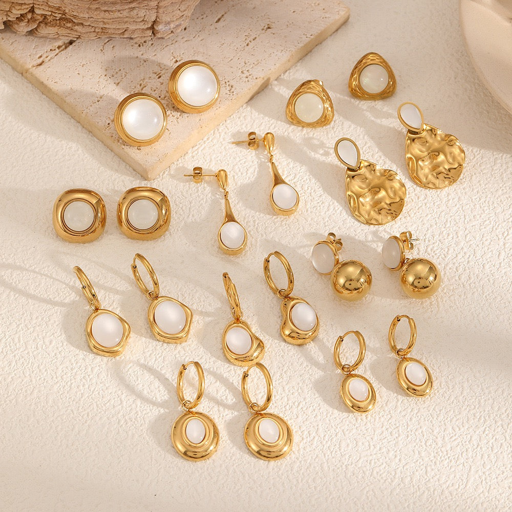 White gem hoop earrings