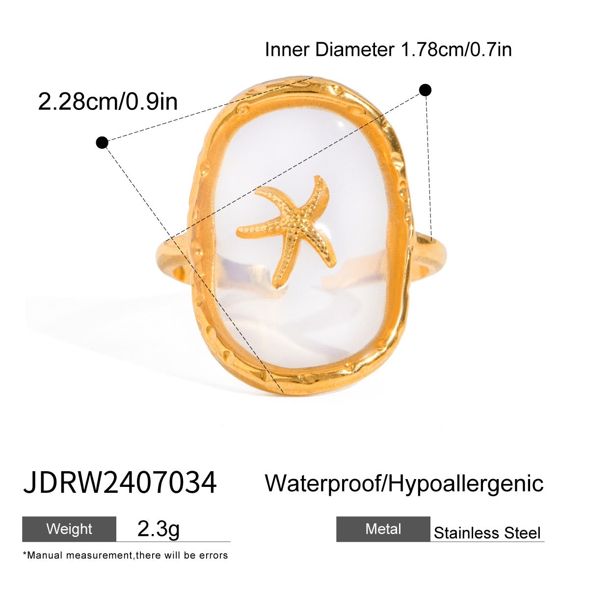 Gold starfish ring
