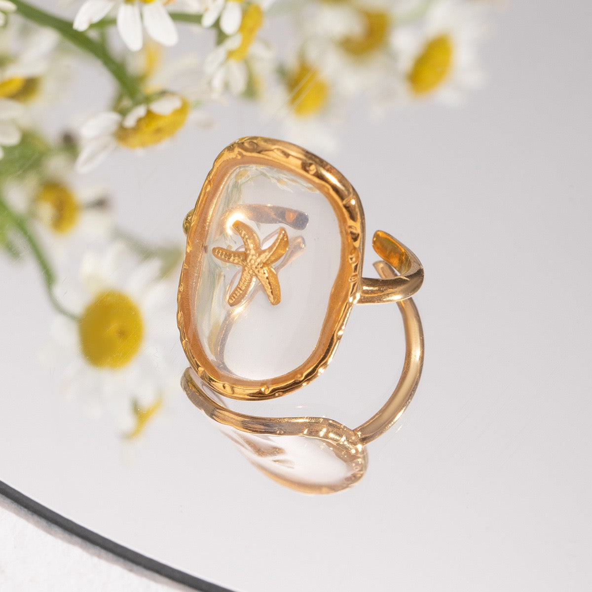 Gold starfish ring