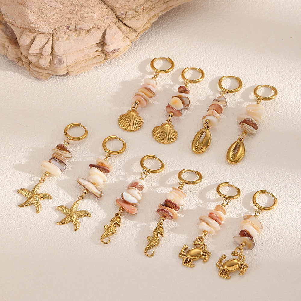 Natural stone pendant earrings