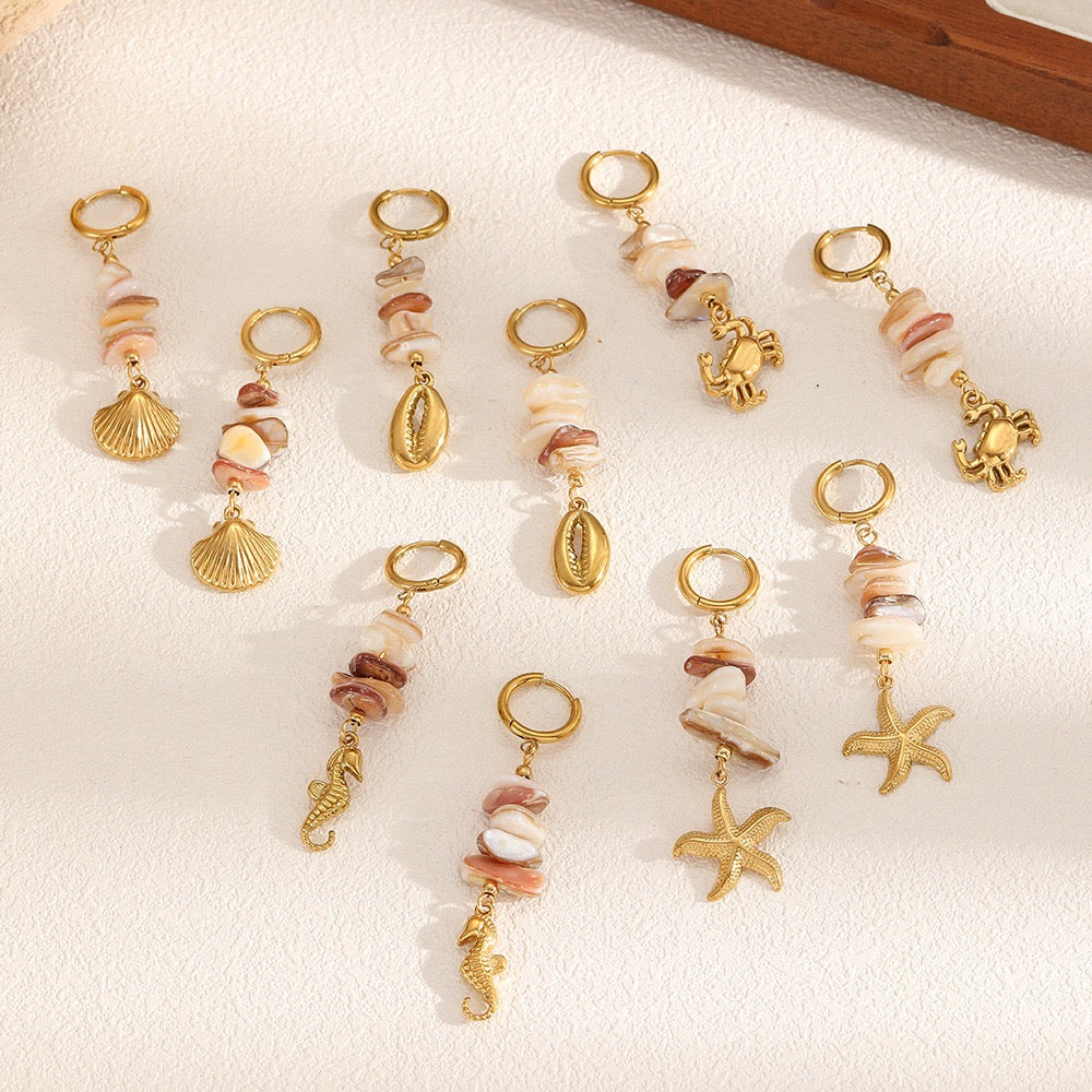 Natural stone pendant earrings