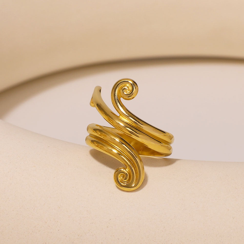 Wave of swirls ring
