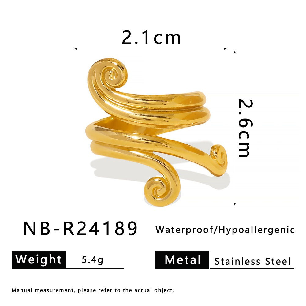 Wave of swirls ring