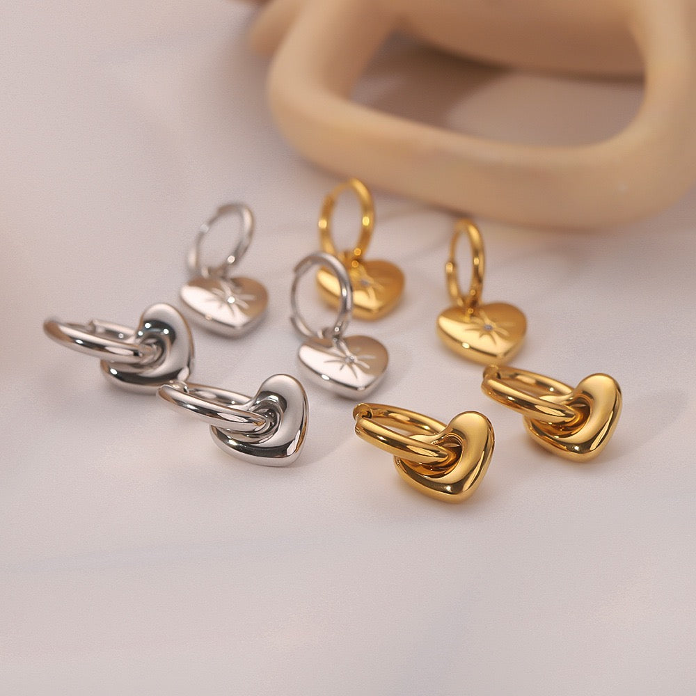 Star heart hoop earrings