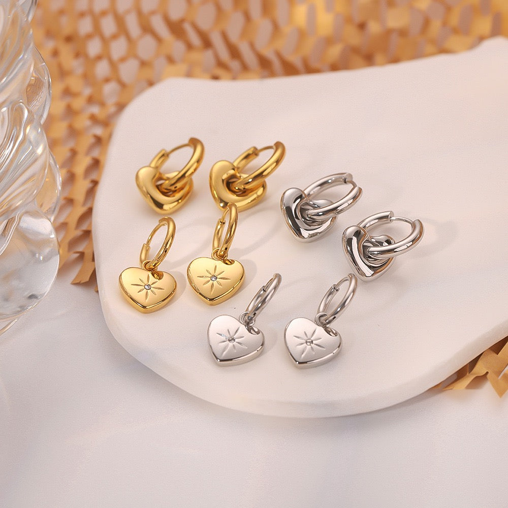 Star heart hoop earrings