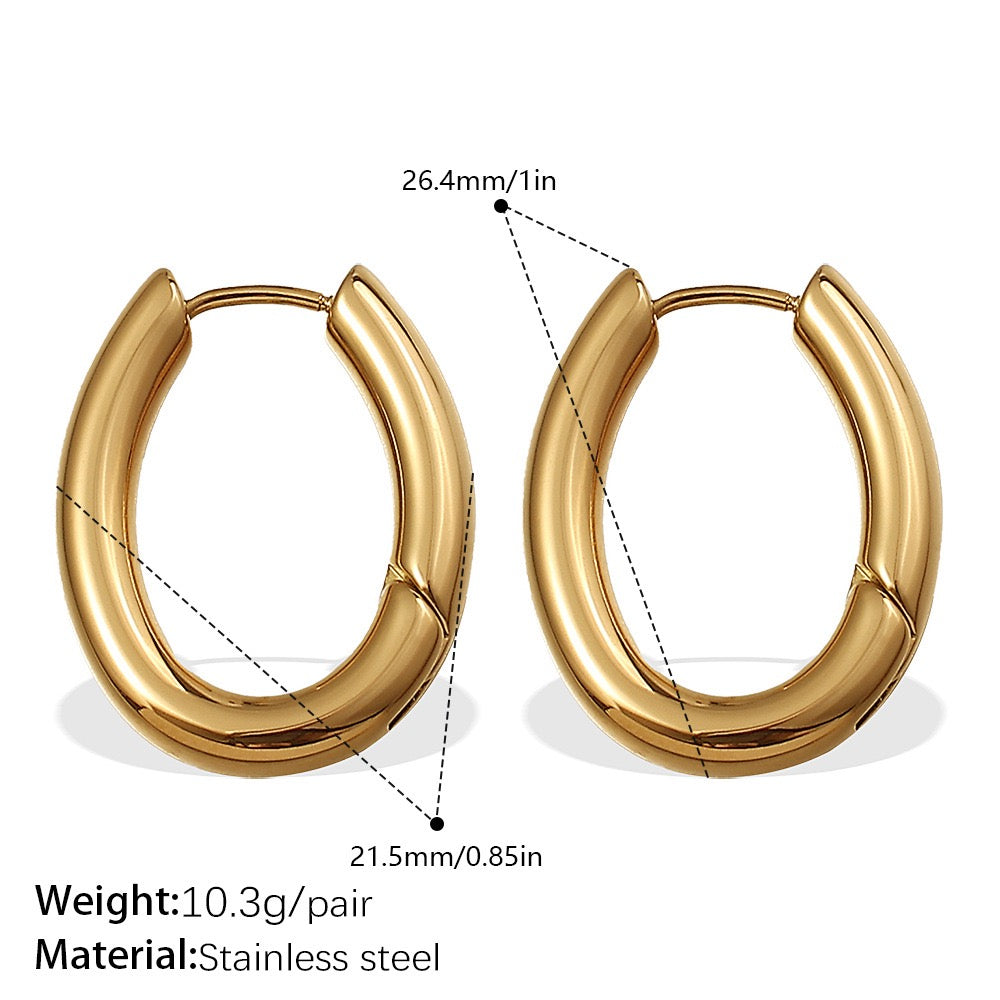 Chubby u shape hoops earrings