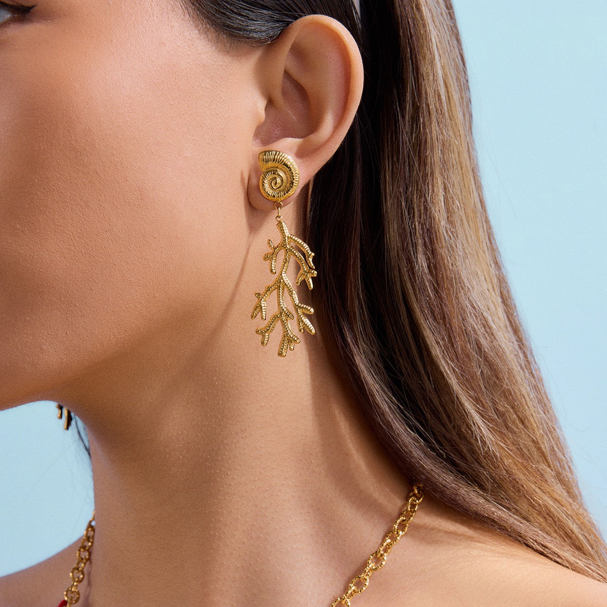 Coral swirl earrings