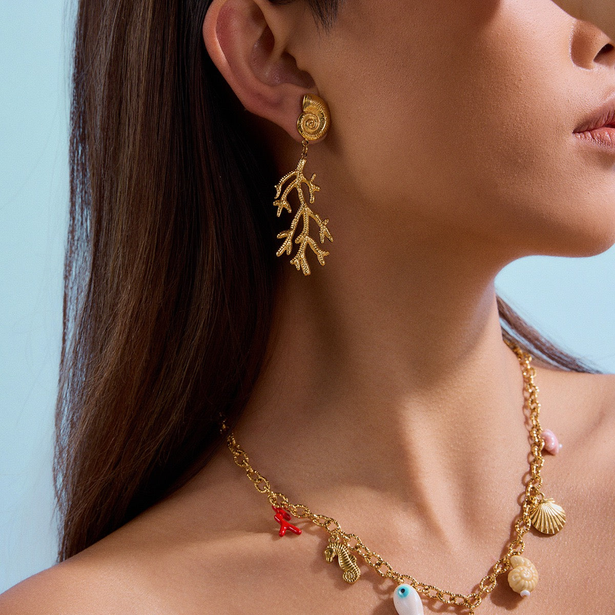Coral swirl earrings