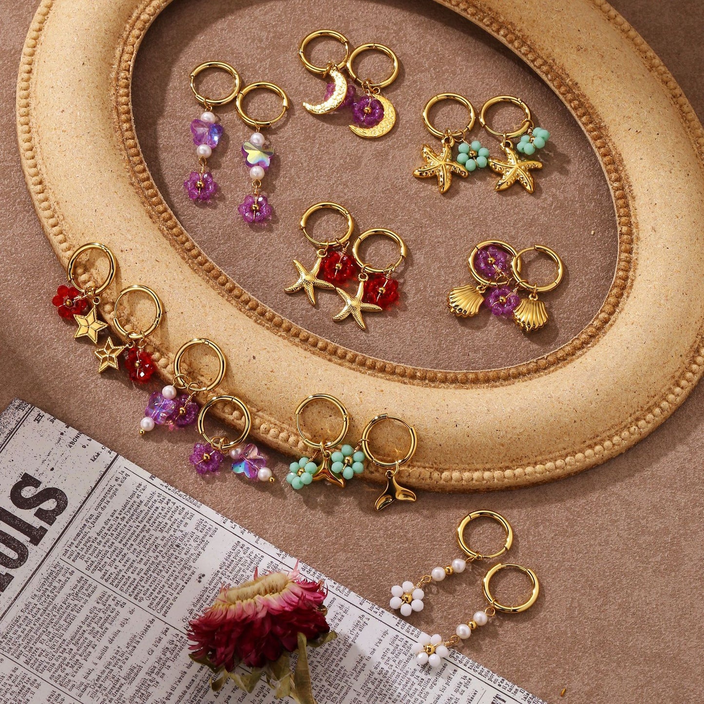 Beady handmade hoop earrings
