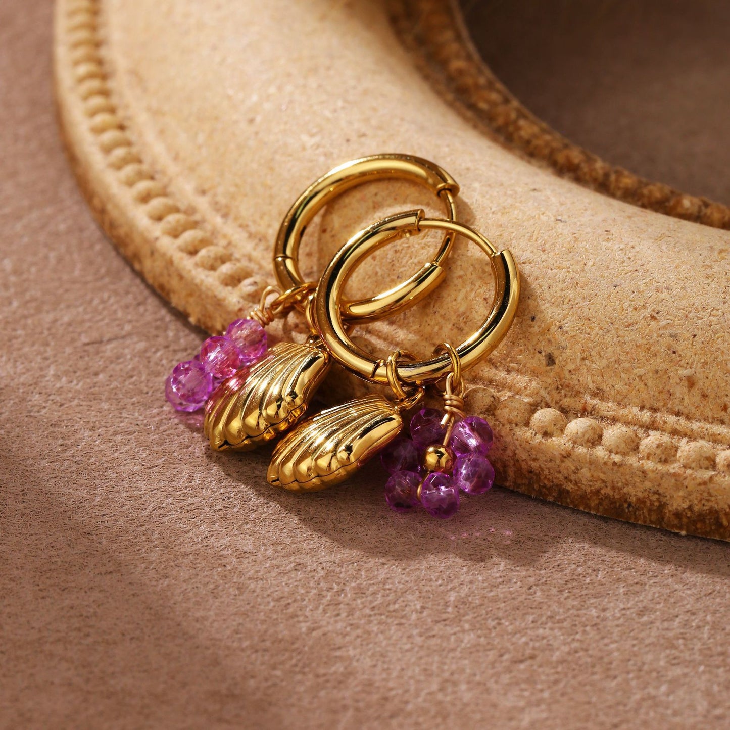 Beady handmade hoop earrings