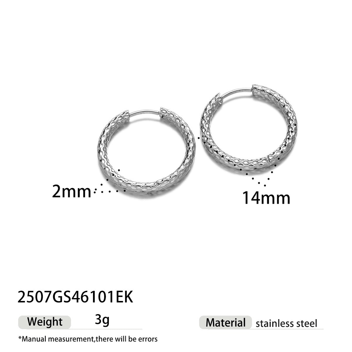 2mm classic pattern hoops earrings