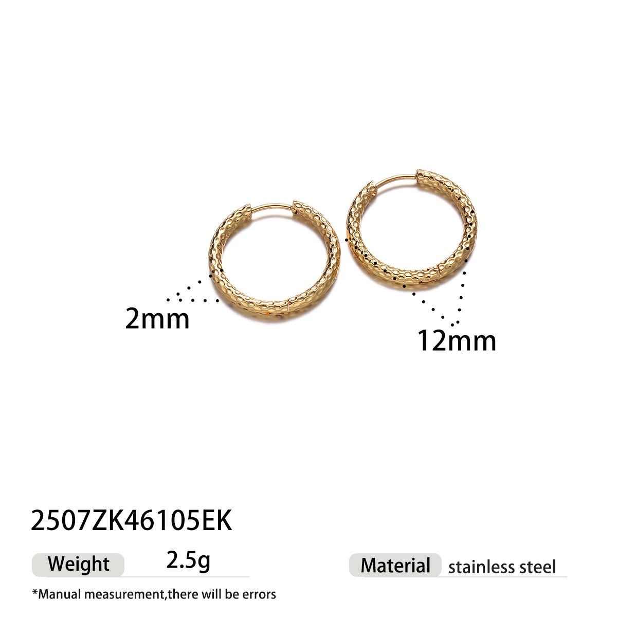 2mm classic pattern hoops earrings