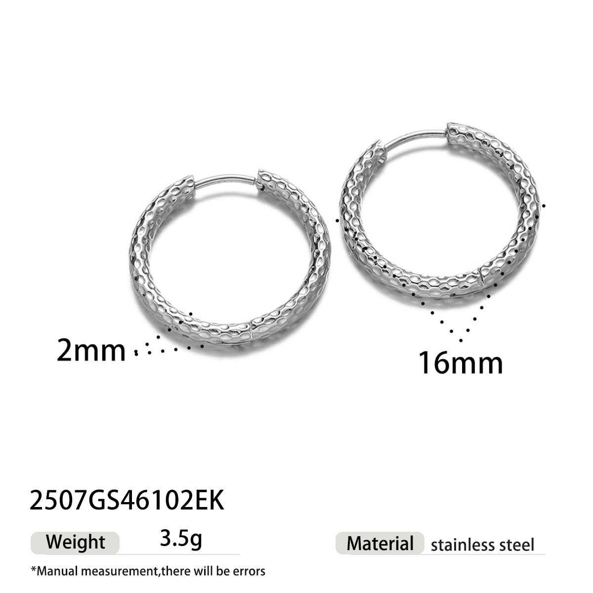2mm classic pattern hoops earrings