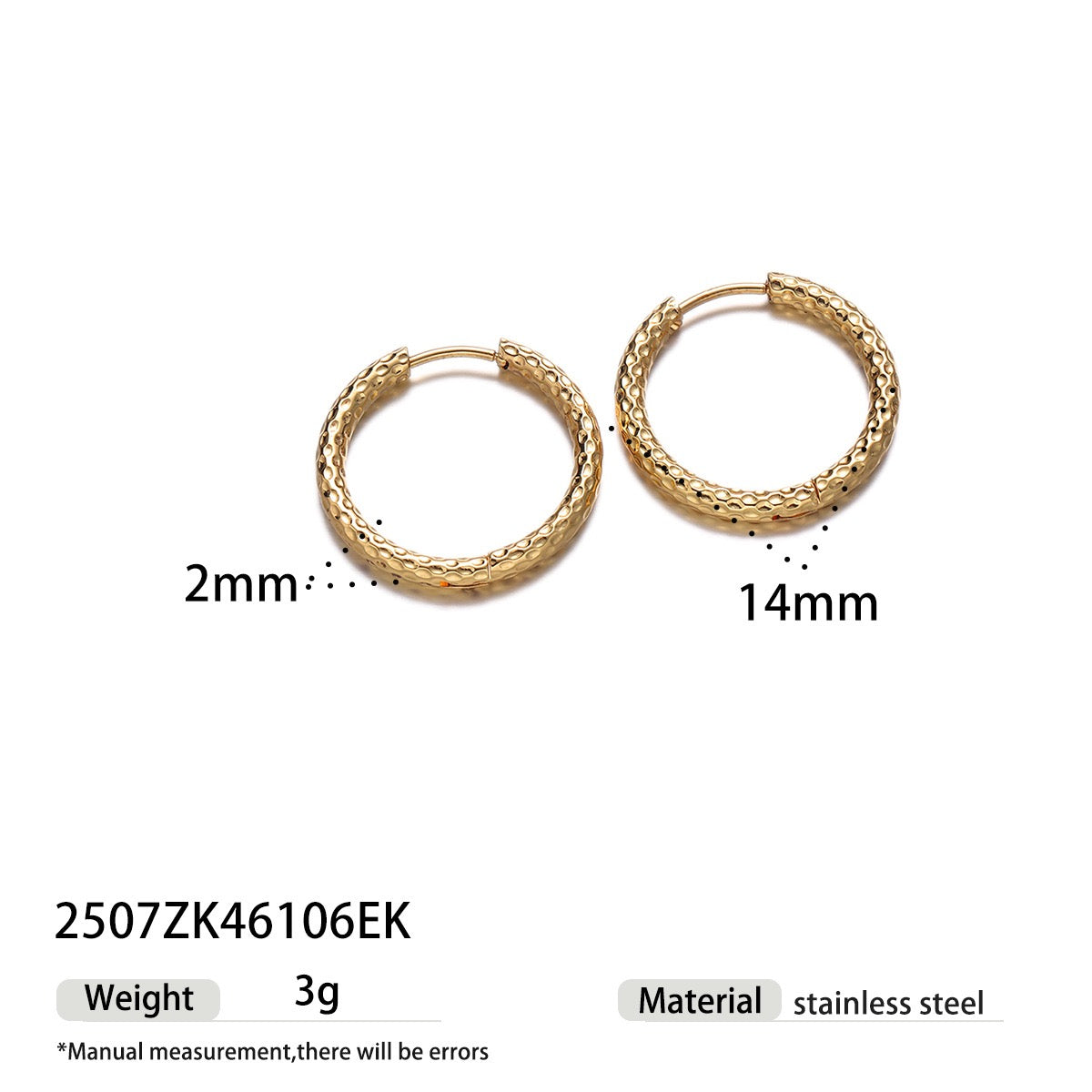 2mm classic pattern hoops earrings