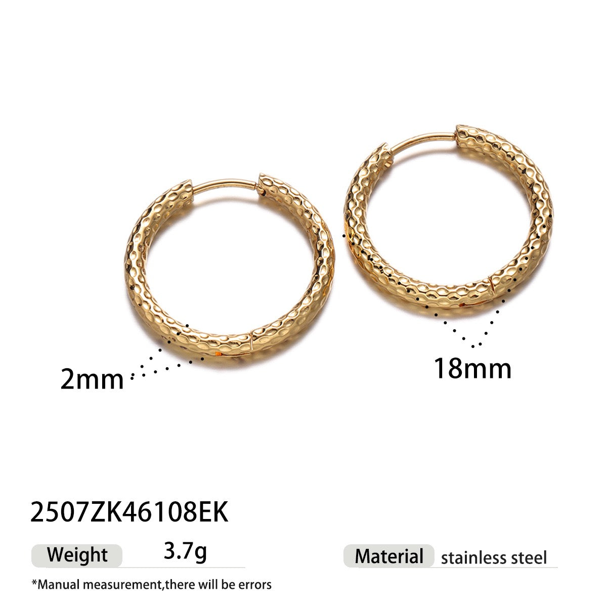 2mm classic pattern hoops earrings