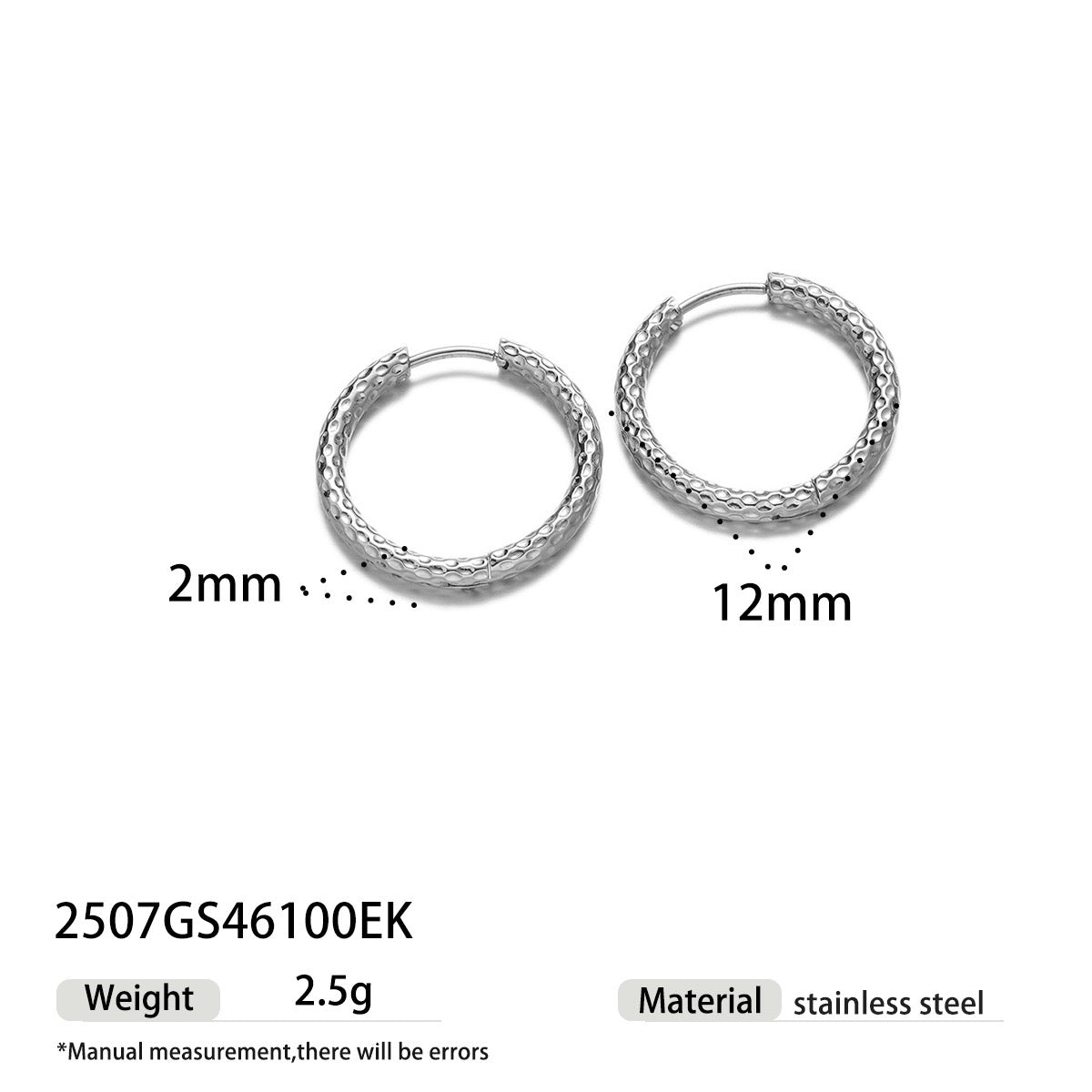 2mm classic pattern hoops earrings