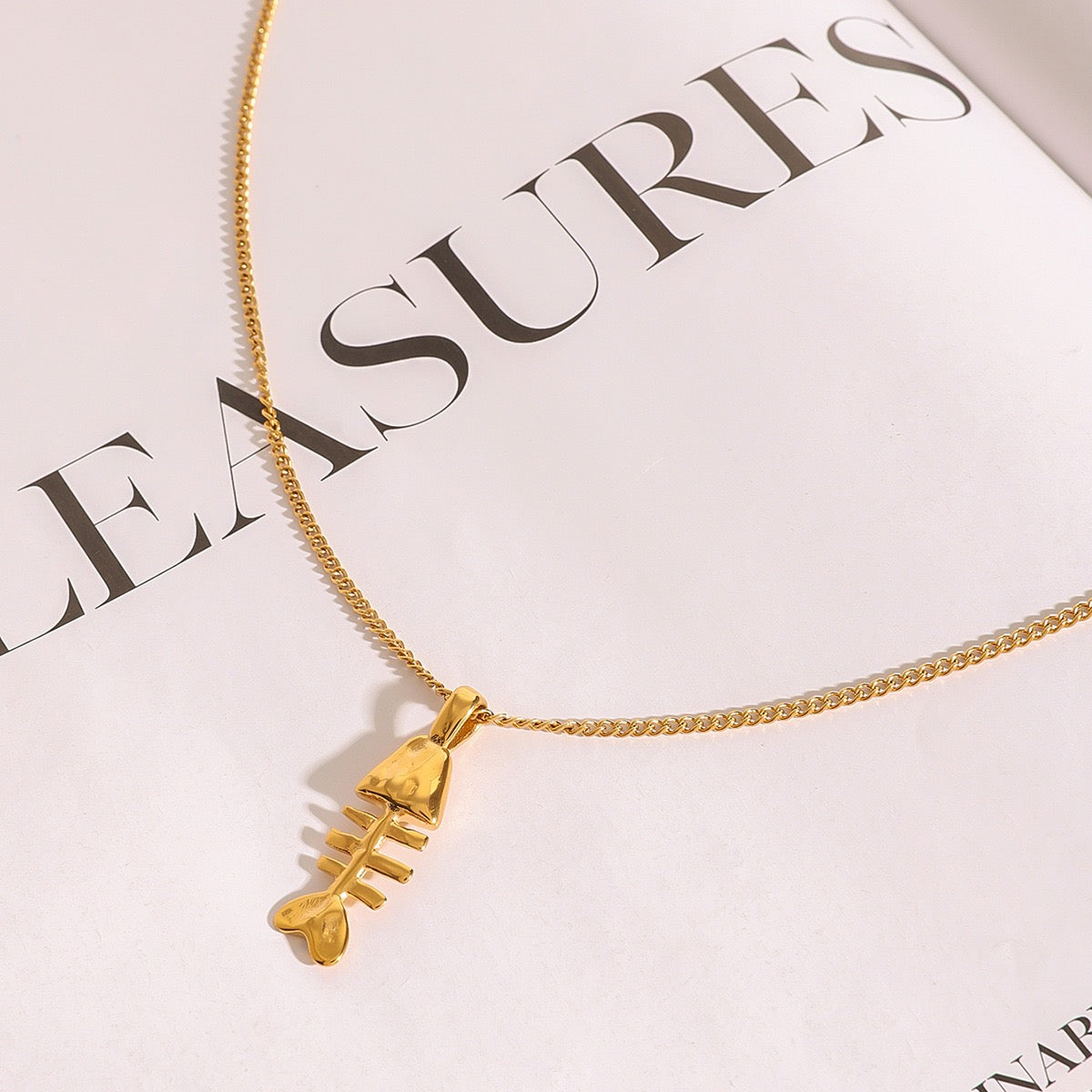 Fish bone necklace
