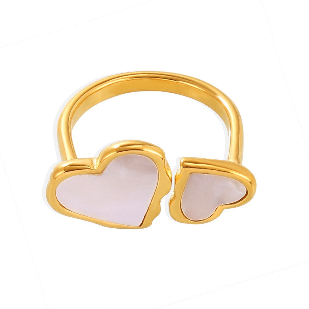 Double heart white rings