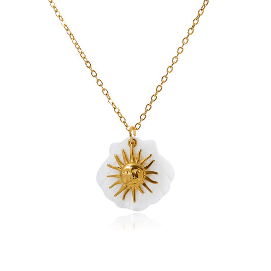 White shell sun necklace