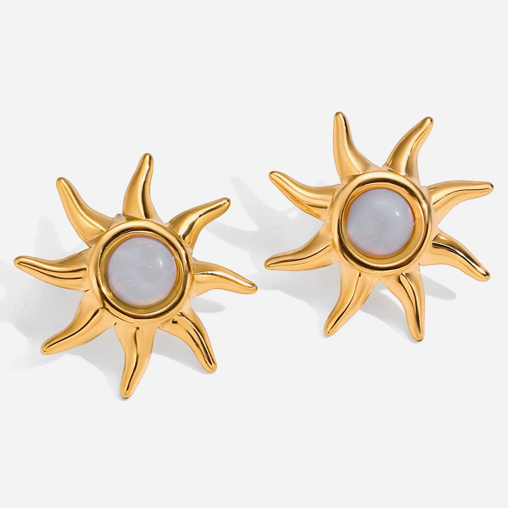 Moon stones sun earrings