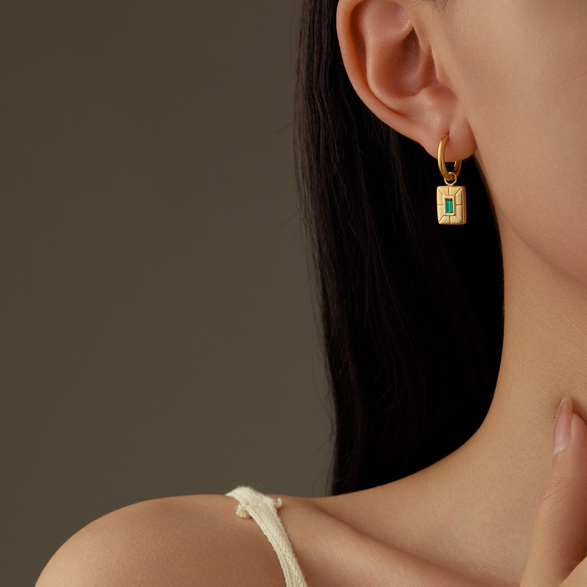 Square rock earrings