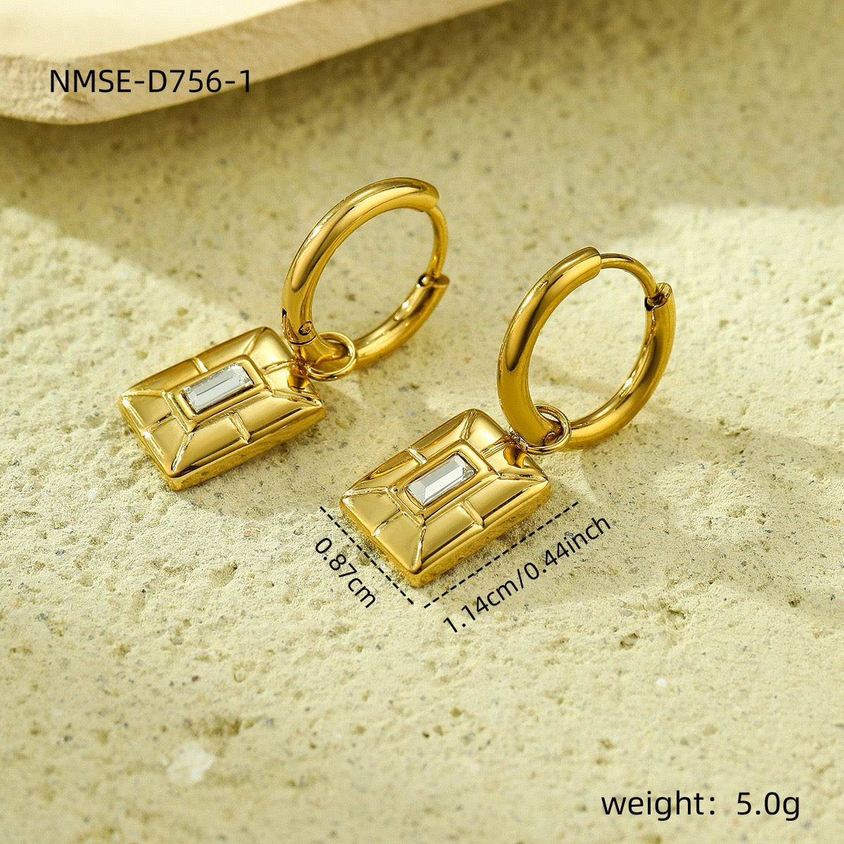 Square rock earrings