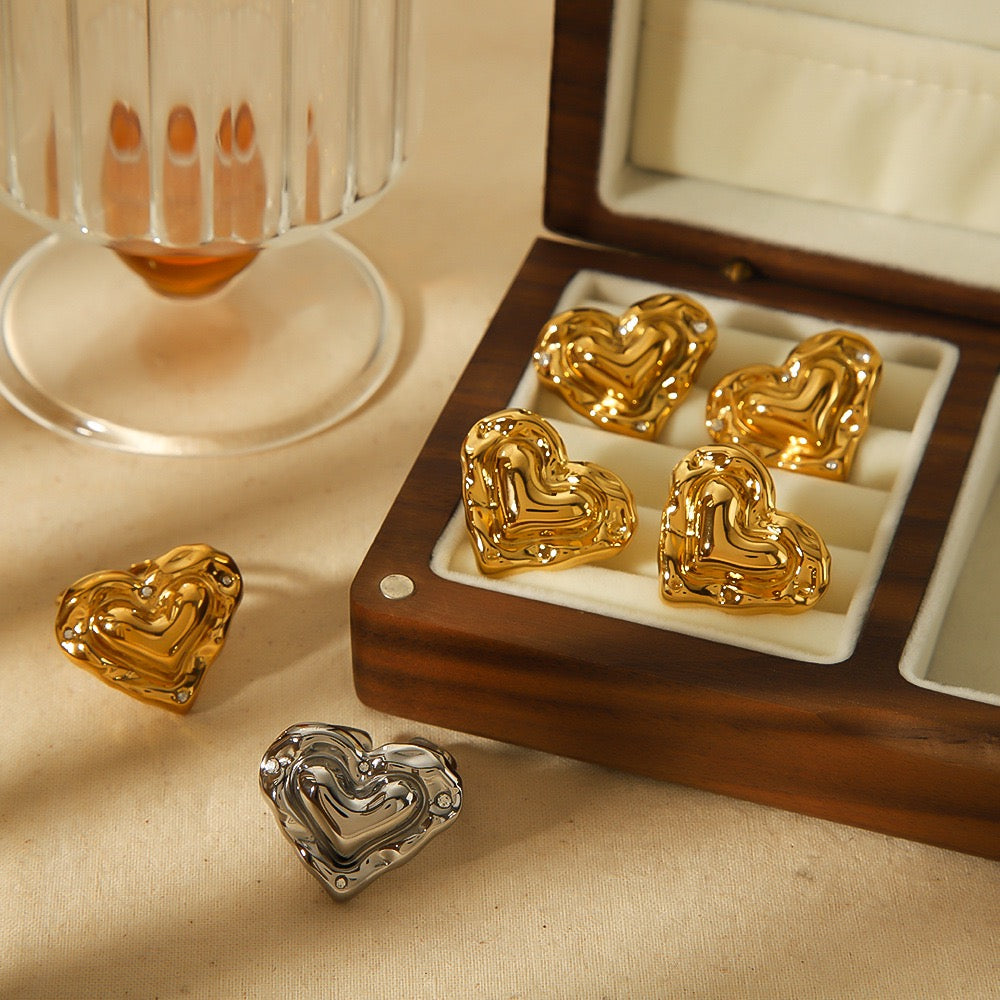 Melting heart rings