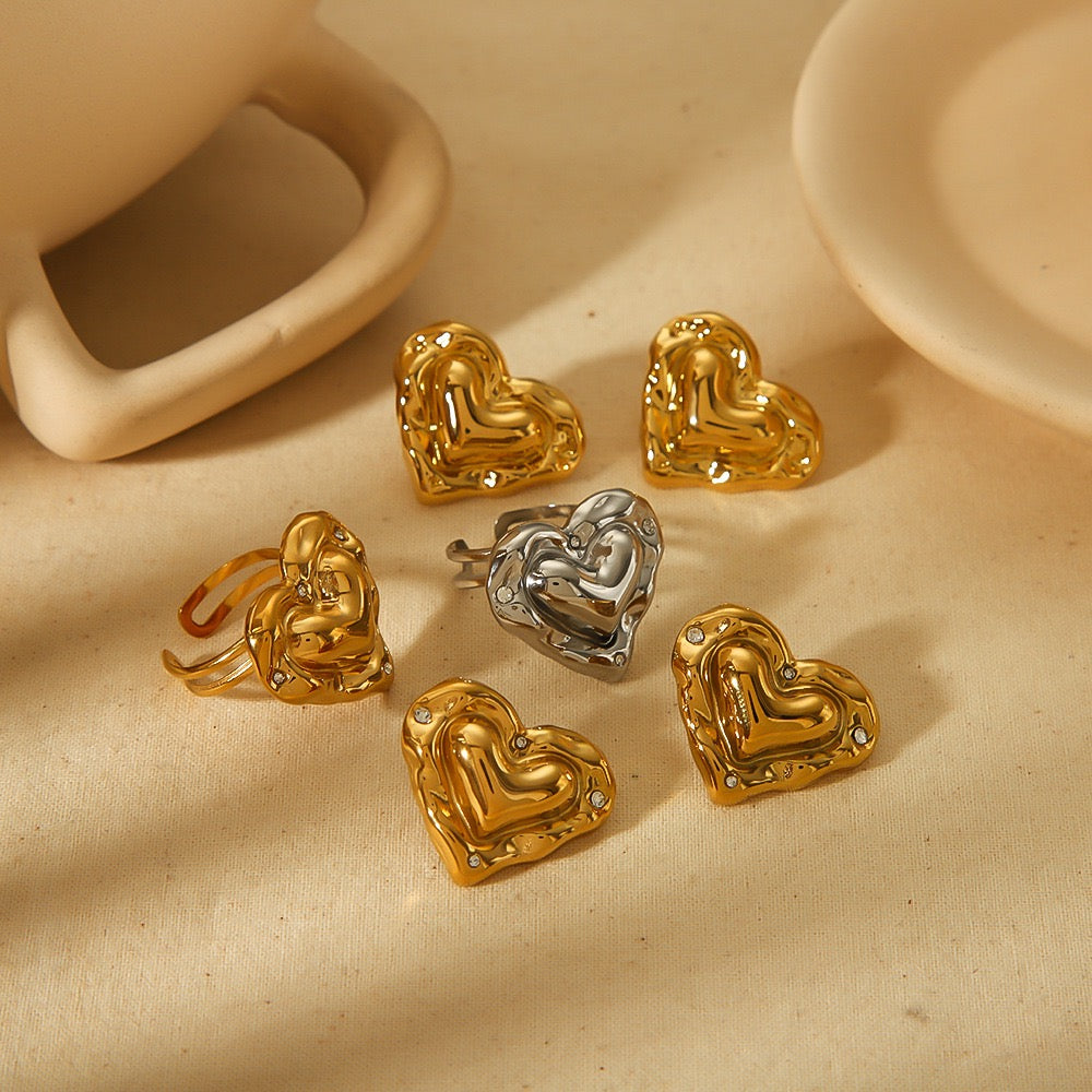 Melting heart rings