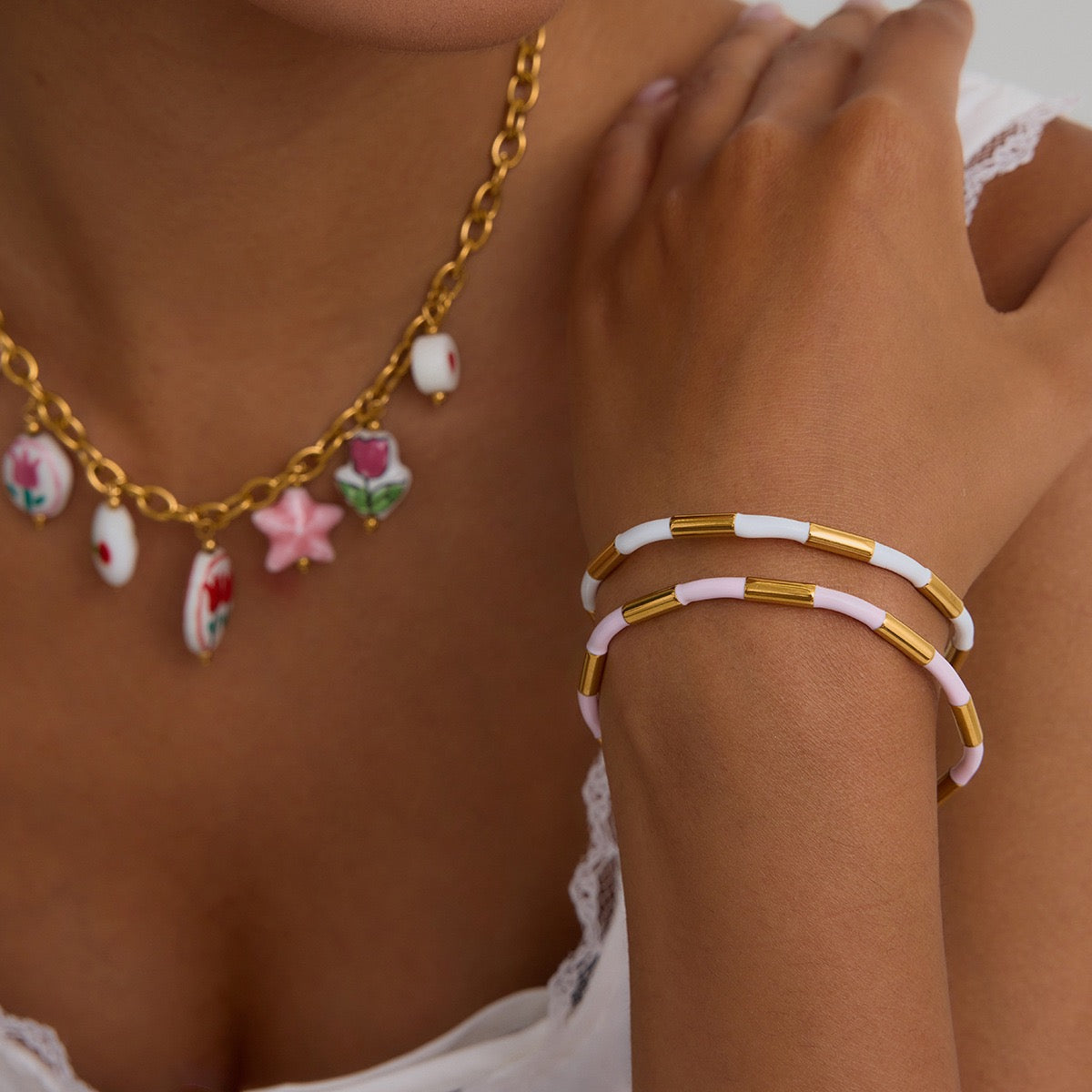 White skinny bangle