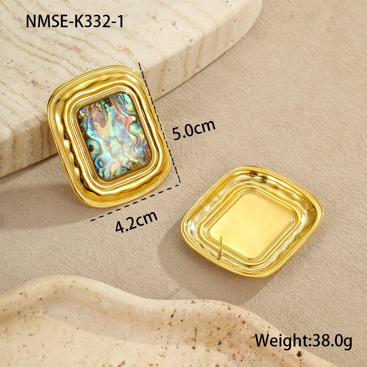 Oyster shell square vintage earrings