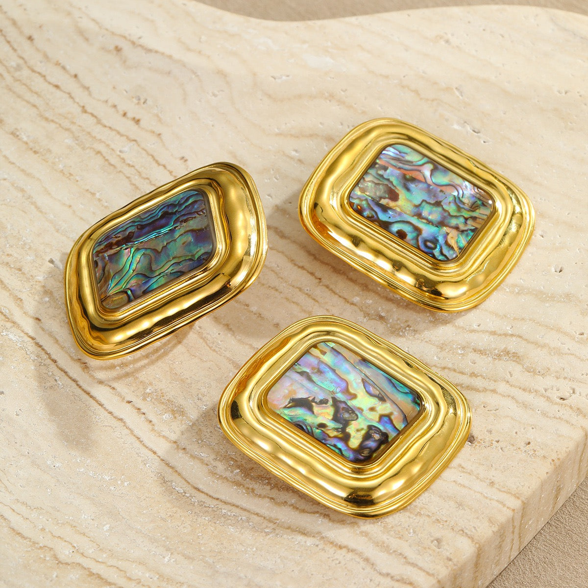 Oyster shell square vintage earrings