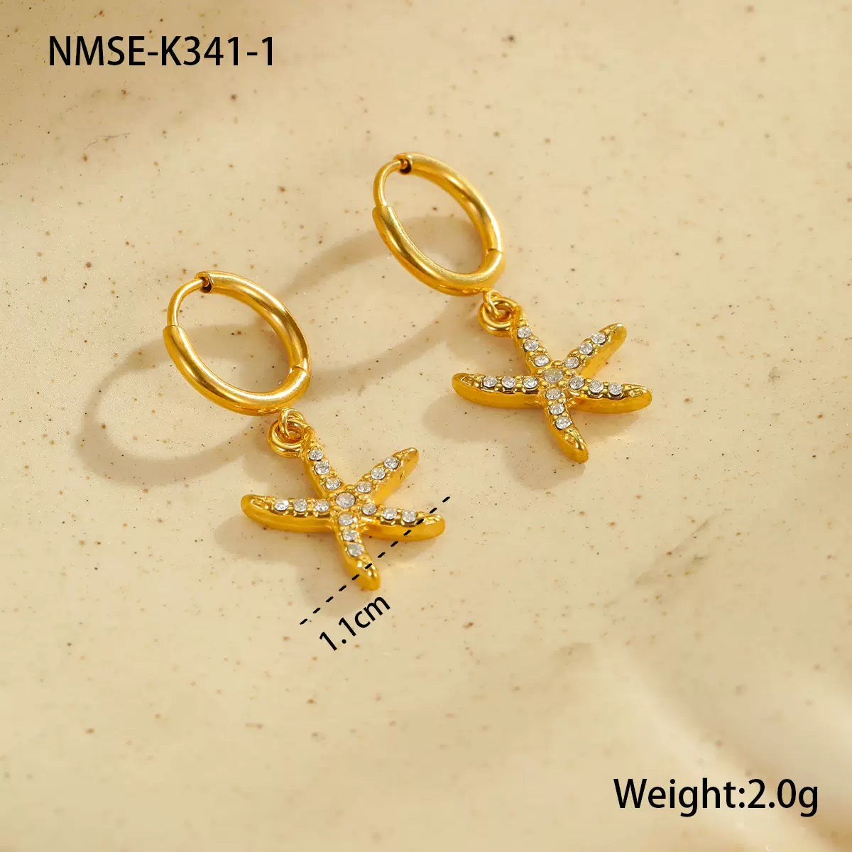 Dainty starfish hoop earrings