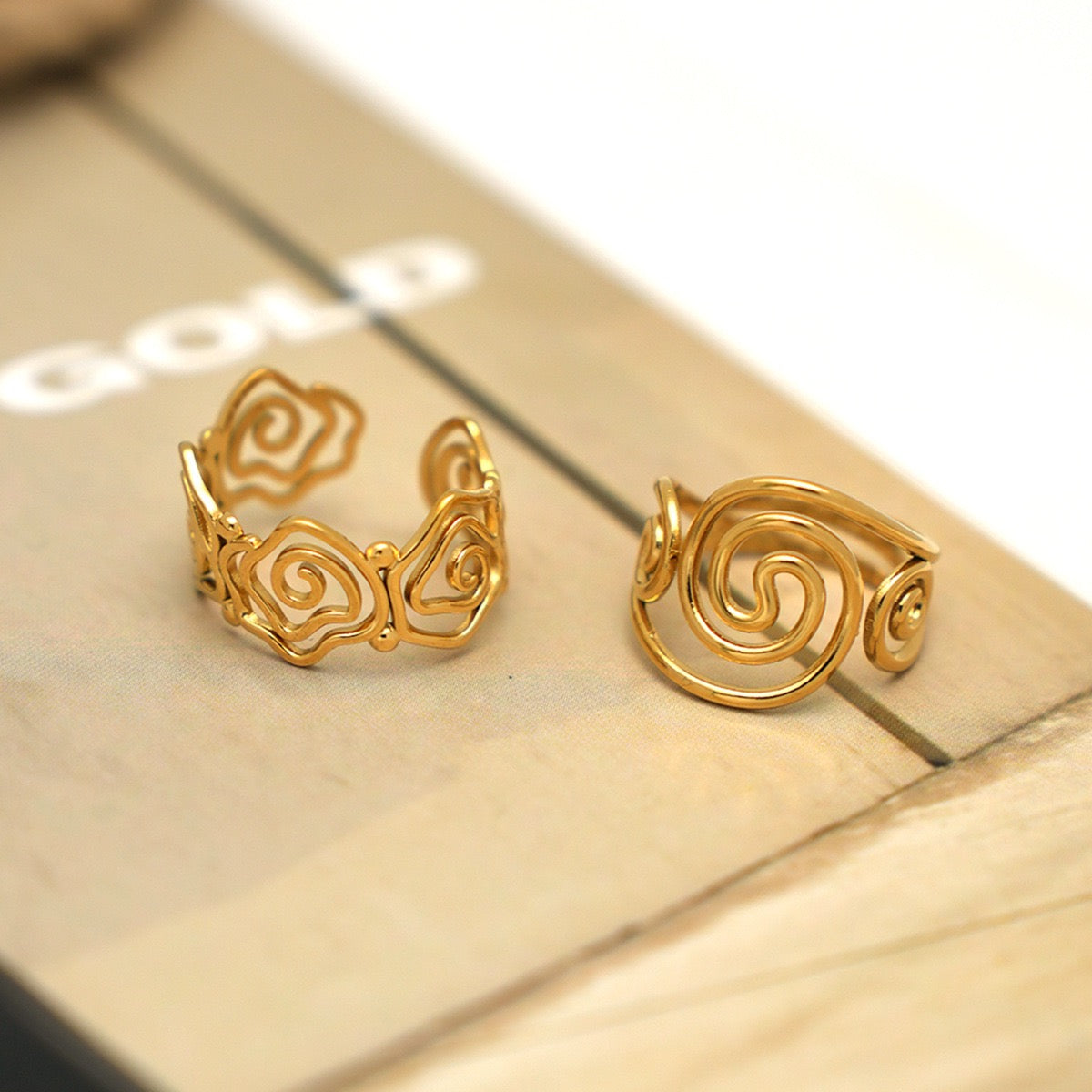 Lines swirl rose rings