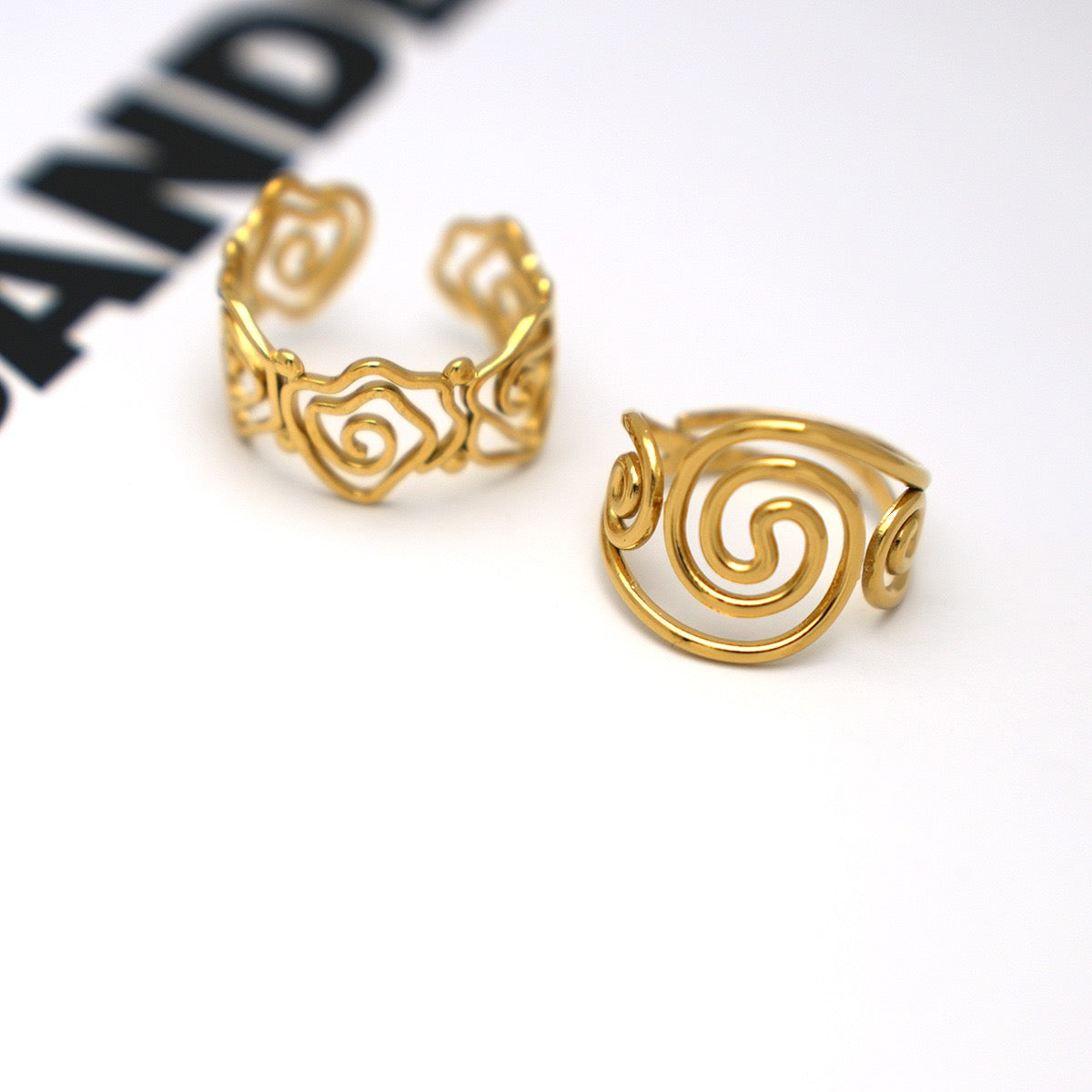 Lines swirl rose rings
