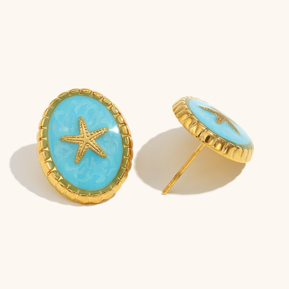 Blue starfish earrings