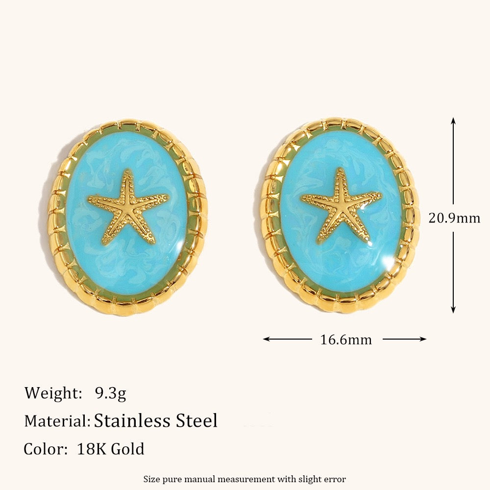 Blue starfish earrings