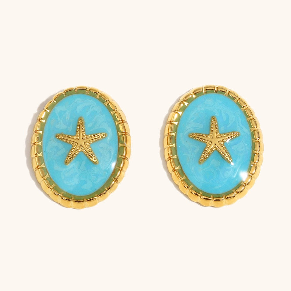 Blue starfish earrings