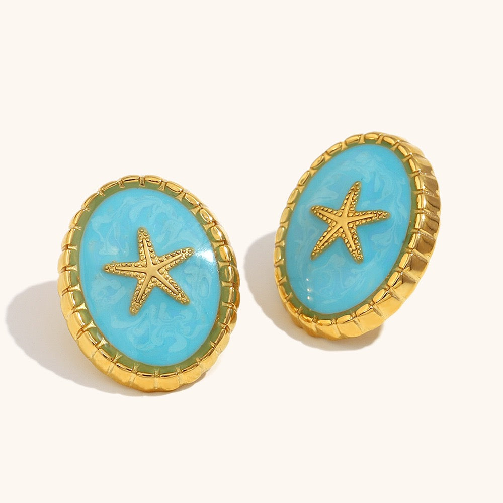 Blue starfish earrings