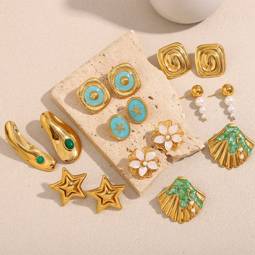 Blue starfish earrings