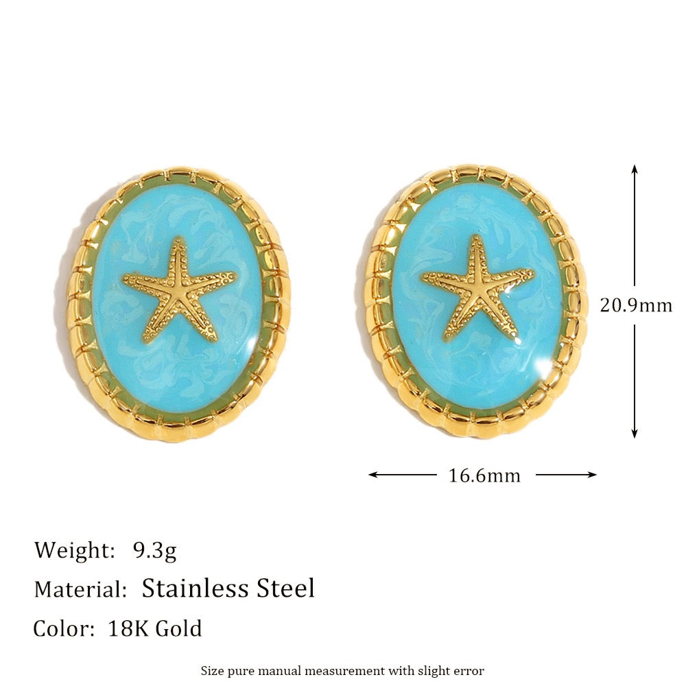Blue starfish earrings