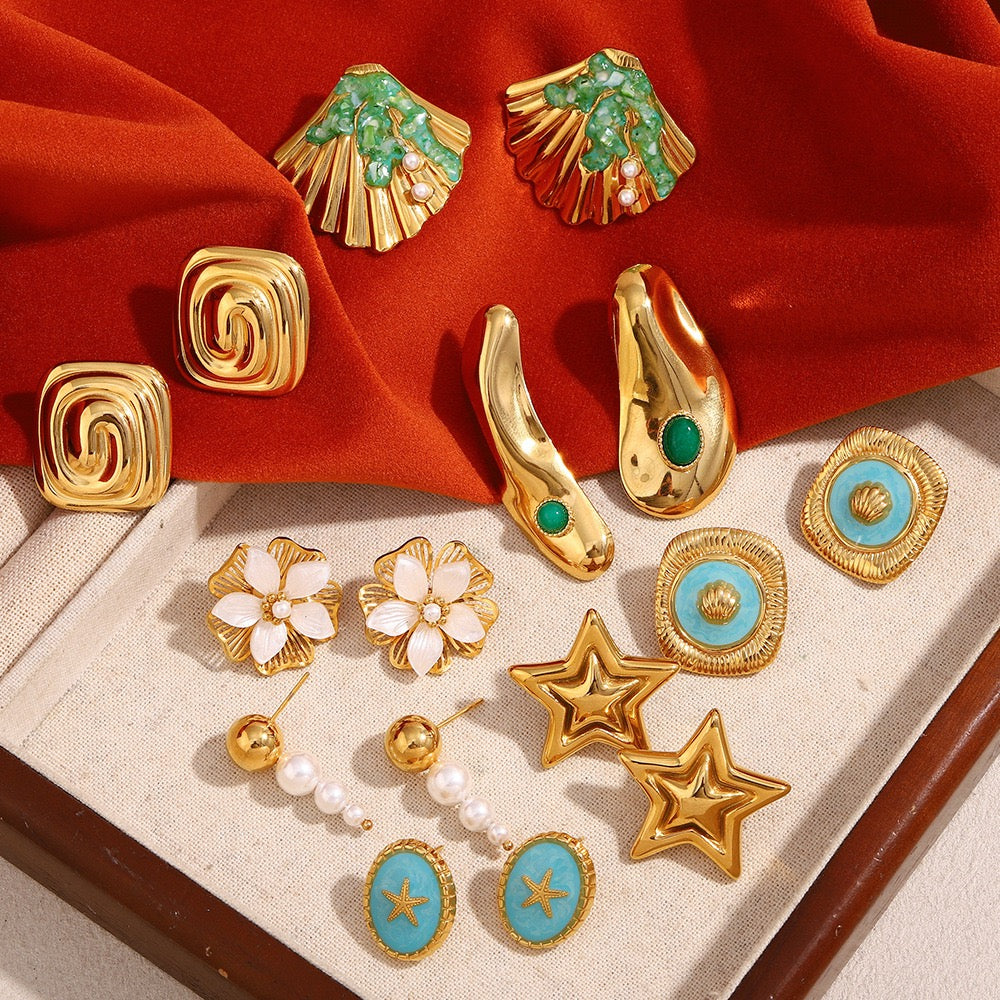 Blue starfish earrings
