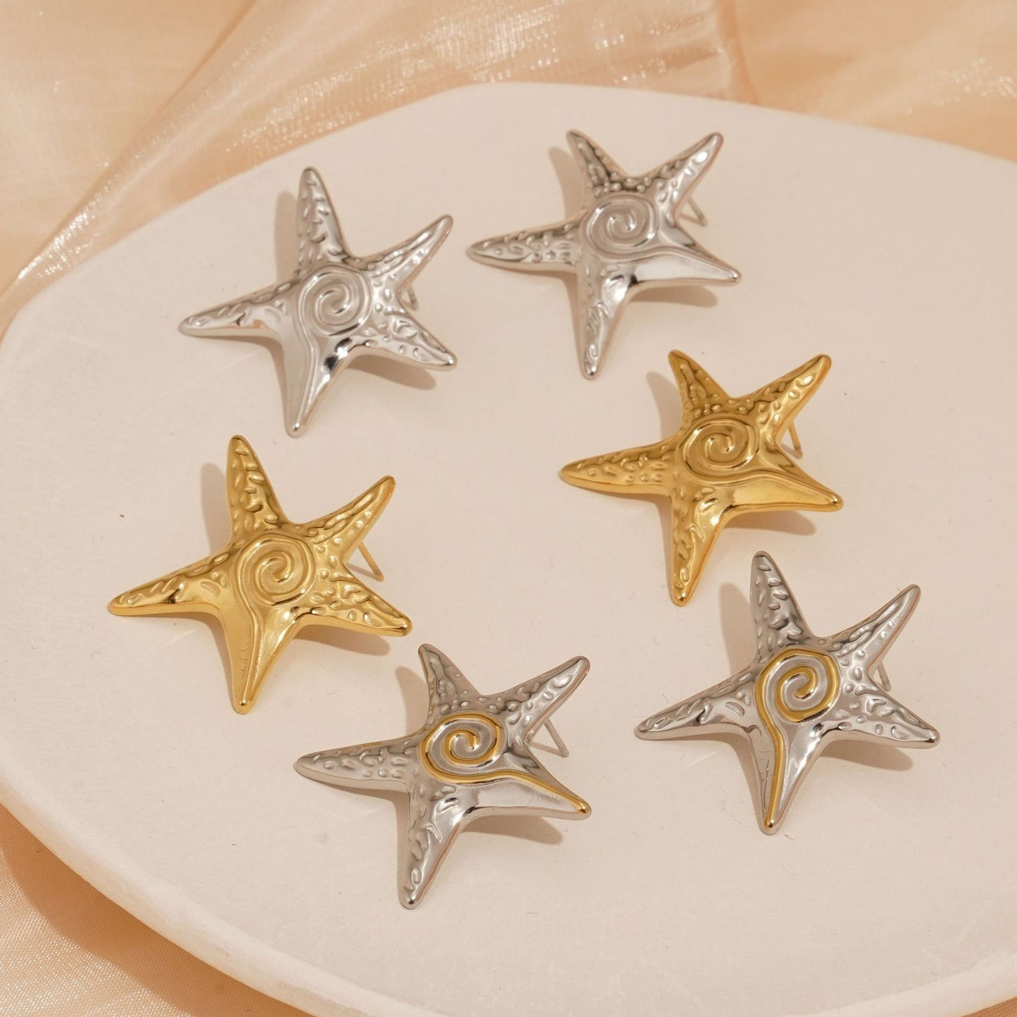 Swirl starfish earrings