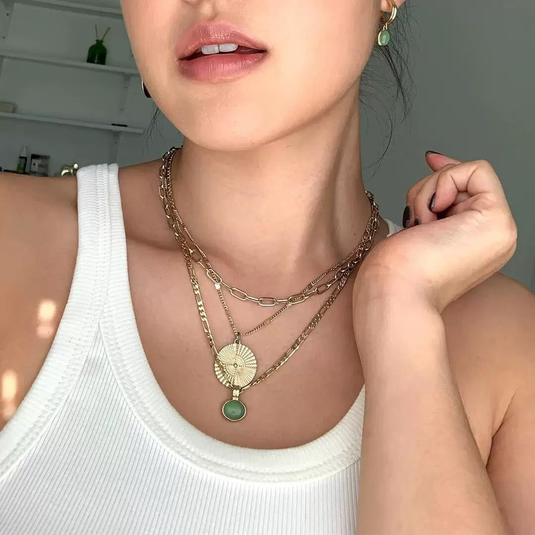 Green stone earrings
