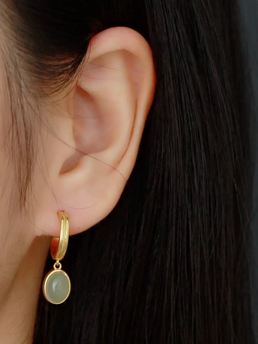 Green stone earrings