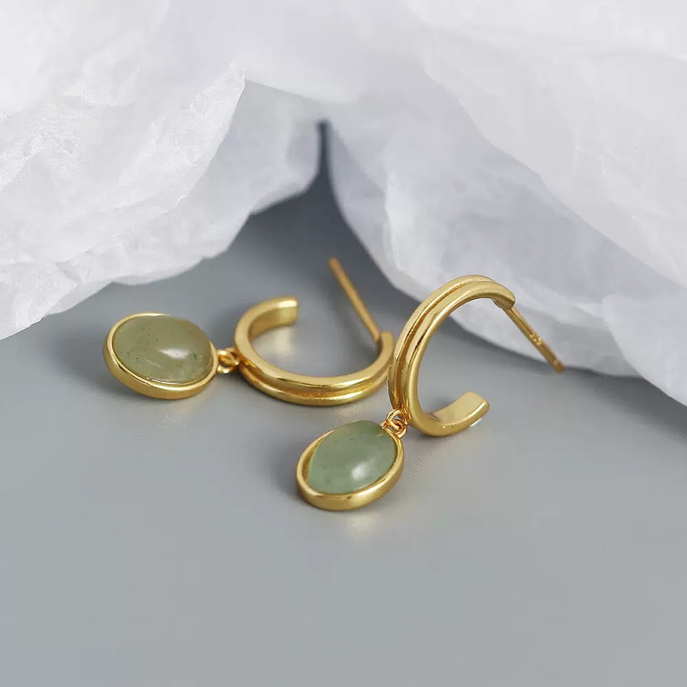 Green stone earrings