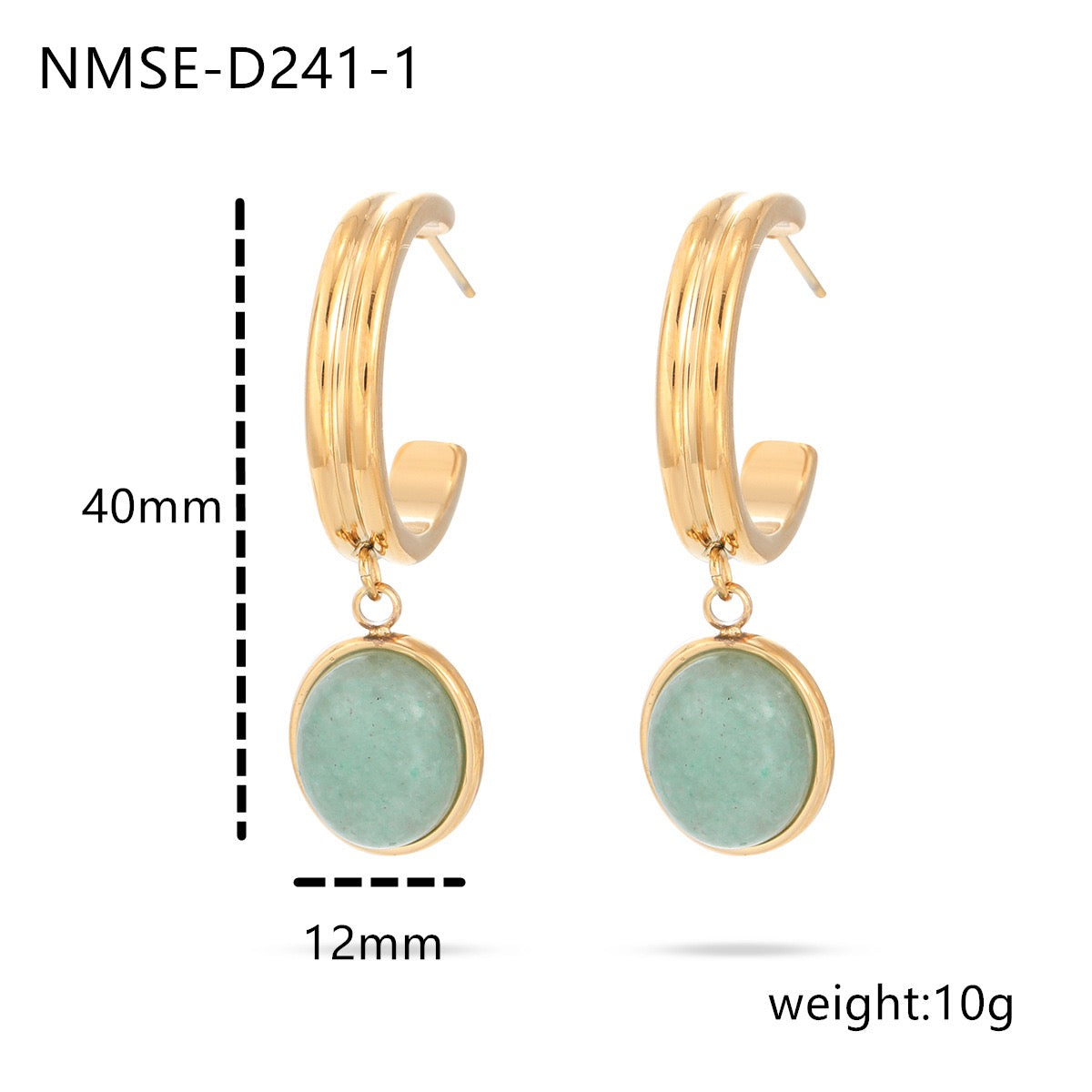 Green stone earrings