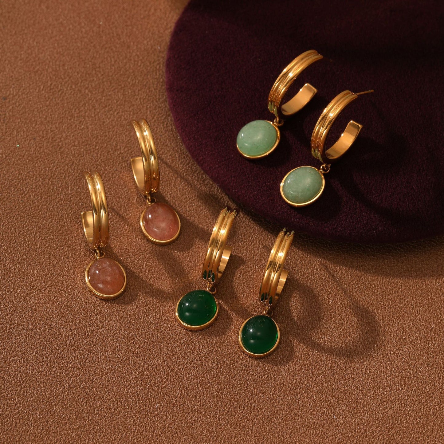 Green stone earrings