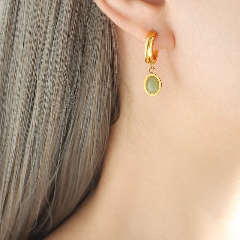 Green stone earrings